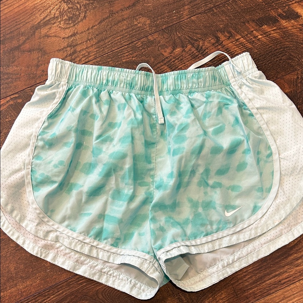 Nike Women's Teal and White Athletic Shorts